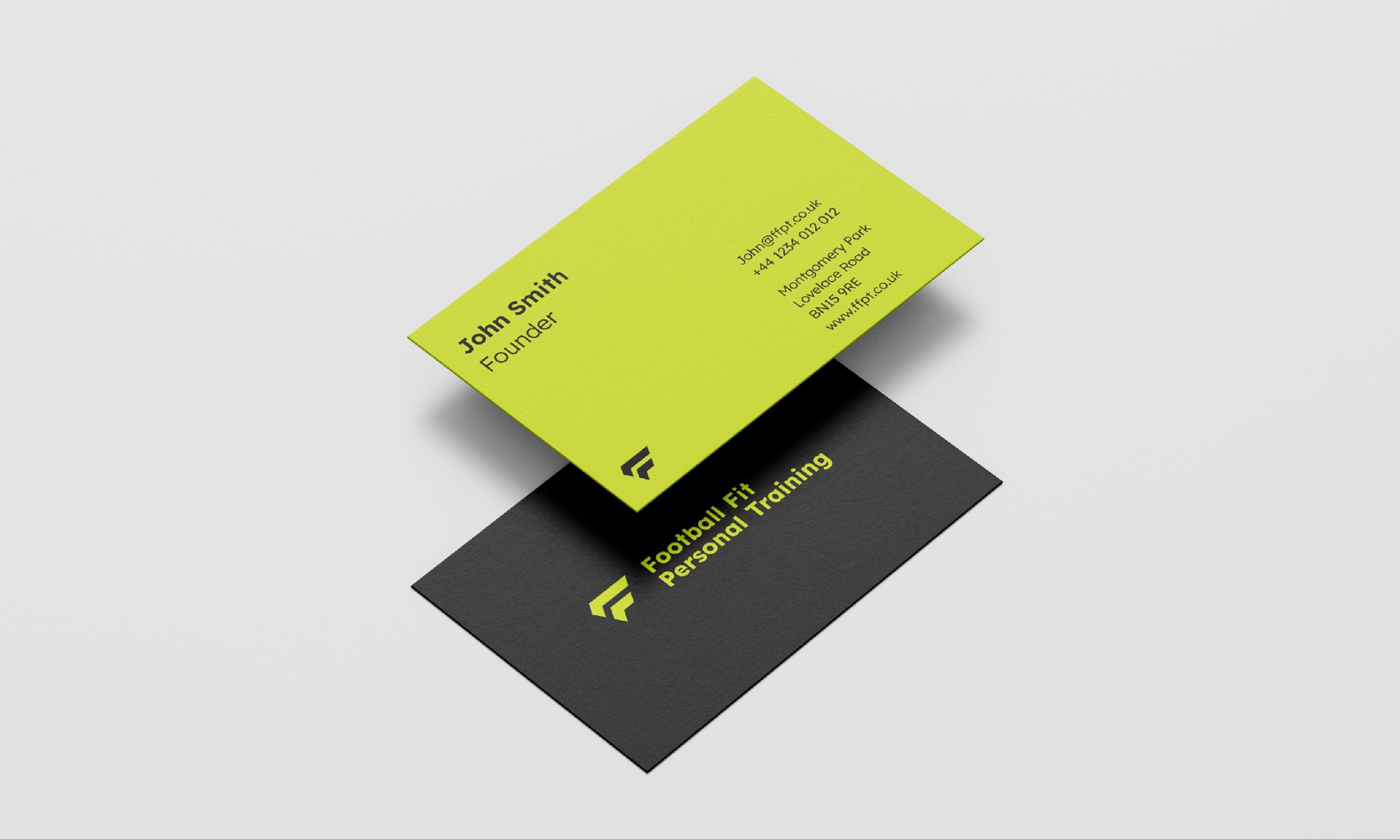 Business cards of Football Fit PT, showing back and front of cards